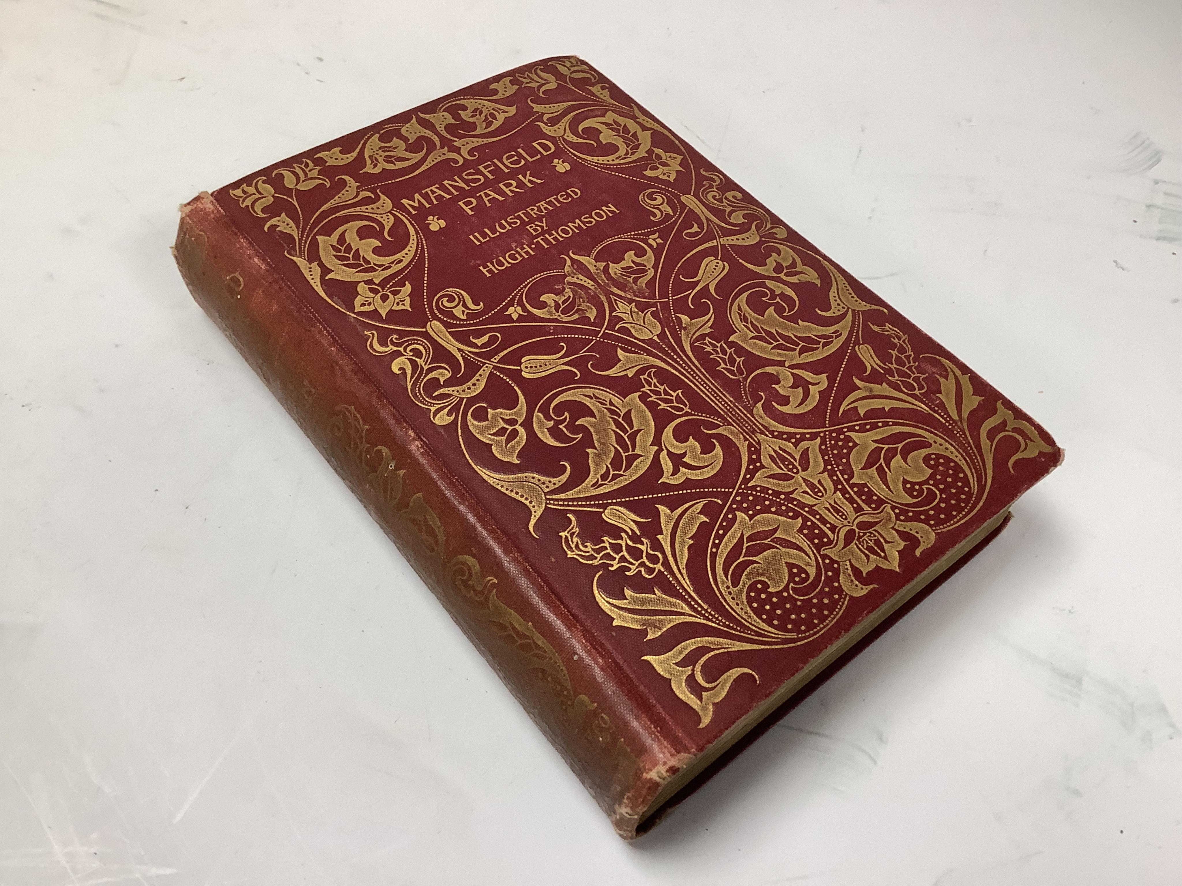 Austen, Jane - Mansfield Park, Illustrated by Hugh Thomson, with an Introduction by Austin Dobson. 1st edition. frontis and num. text illus.; original gilt decorated cloth, ge., coloured and decorated e/ps. Macmillan and